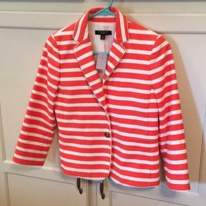 NWT Ann Taylor Orange & White Stripe Blazer Size0P